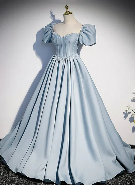 Prom dresses for New Year's parties-Beautiful Satin Beaded Short Sleeves Formal Gown, Long A-Line Prom Dress Party Dresses gh3 Prom dresses for New Year's parties-Beautiful Satin Beaded Short Sleeves Formal Gown, Long A-Line Prom Dress Party Dresses gh3