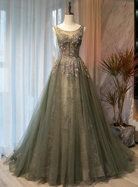 Prom dresses with sunglasses-Beautiful Tulle With Applique Light Green Round Neckline Prom Dress, Low Black Long Formal Dress gh92 Prom dresses with sunglasses-Beautiful Tulle With Applique Light Green Round Neckline Prom Dress, Low Black Long Formal Dress gh92
