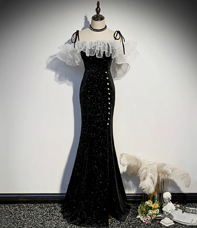 Short prom dresses for petite girls-Black long mermaid prom dress black evening dress 8927 Short prom dresses for petite girls-Black long mermaid prom dress black evening dress 8927