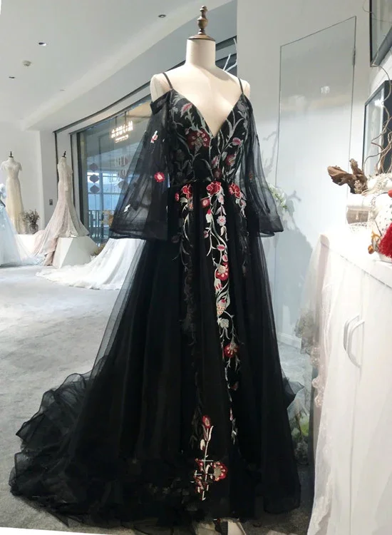 Standout prom dresses for every occasion-Black Long Sleeves Floor Length Formal Dress, Charming Party Dress gh511 Standout prom dresses for every occasion-Black Long Sleeves Floor Length Formal Dress, Charming Party Dress gh511