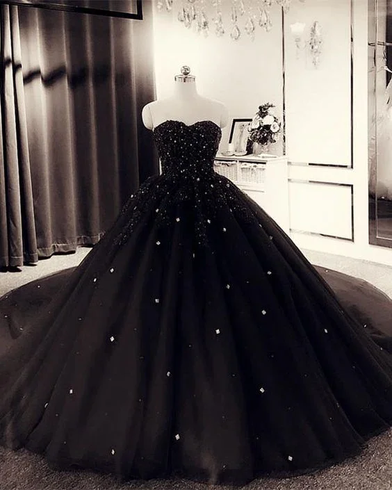 Prom dresses with crystal embellishments-Black quinceanera ball gown dresses prom Dresses  gh2133