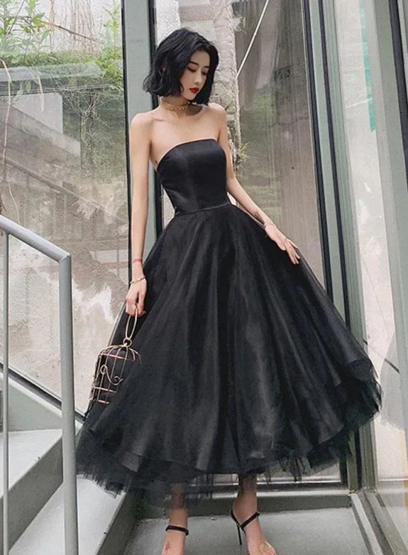 Prom dresses with glitter-Black Tea Length Scoop Simple Tulle Homecoming Dress, Black Party Dresses Prom Dress gh73 Prom dresses with glitter-Black Tea Length Scoop Simple Tulle Homecoming Dress, Black Party Dresses Prom Dress gh73