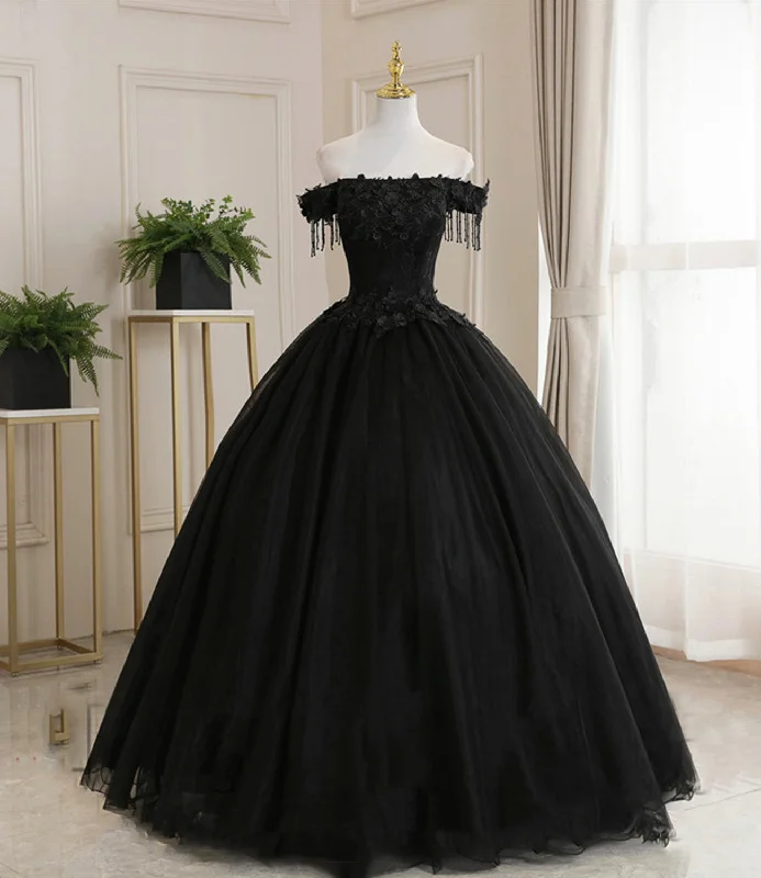 Affordable prom dresses for teens-Black tulle lace long ball gown dress formal dress 8931 Affordable prom dresses for teens-Black tulle lace long ball gown dress formal dress 8931