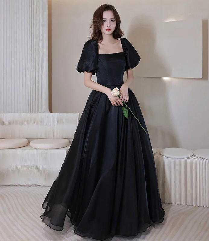 Elegant prom dresses for formal nights-Black tulle long prom dress A line evening gown 10207 Elegant prom dresses for formal nights-Black tulle long prom dress A line evening gown 10207