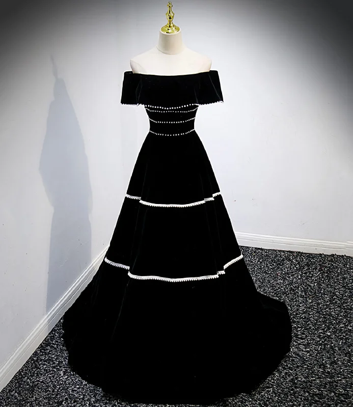 Designer prom gowns for luxury appeal-Black velvet long prom dress black evening gown 10157 Designer prom gowns for luxury appeal-Black velvet long prom dress black evening gown 10157