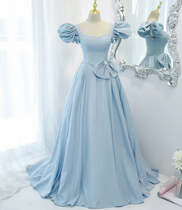 Satin and lace prom dresses for elegance-Blue saitn long A line prom dress blue evening dress 8840 Satin and lace prom dresses for elegance-Blue saitn long A line prom dress blue evening dress 8840