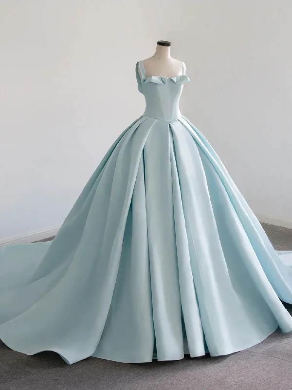 Simple but elegant prom gowns-Blue satin long prom dress, blue sweet 16 dress gh984 Simple but elegant prom gowns-Blue satin long prom dress, blue sweet 16 dress gh984