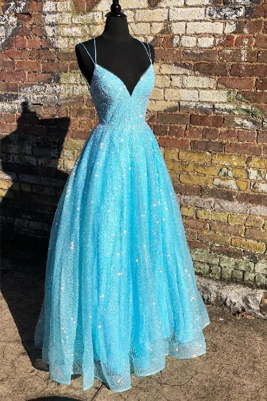 Elegant satin prom dresses for formal nights-Blue Shiny A-line Long Formal Dress with Lace Up Back gh2161 Elegant satin prom dresses for formal nights-Blue Shiny A-line Long Formal Dress with Lace Up Back gh2161