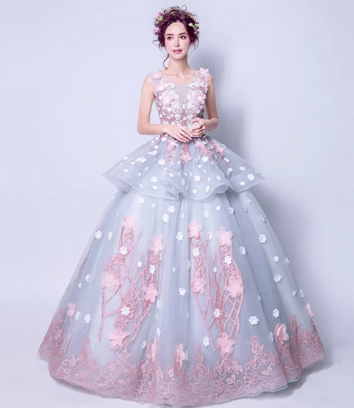 Sparkly prom dresses for a glamorous look-Blue tulle applique long ball gown dress formal dress 8922 Sparkly prom dresses for a glamorous look-Blue tulle applique long ball gown dress formal dress 8922