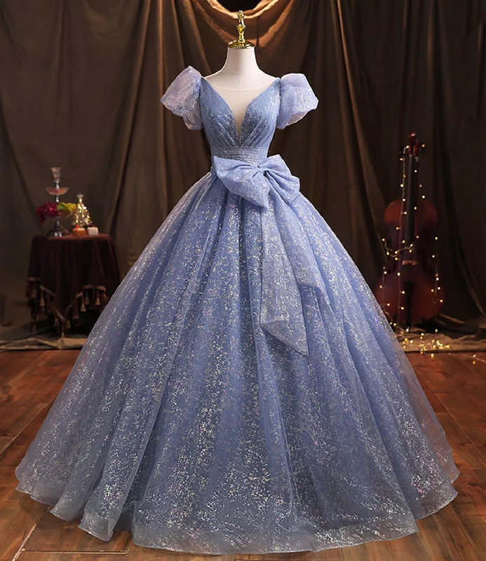 Simple prom dresses for minimalist style-Blue tulle long prom dress A line evening gown 10229 Simple prom dresses for minimalist style-Blue tulle long prom dress A line evening gown 10229