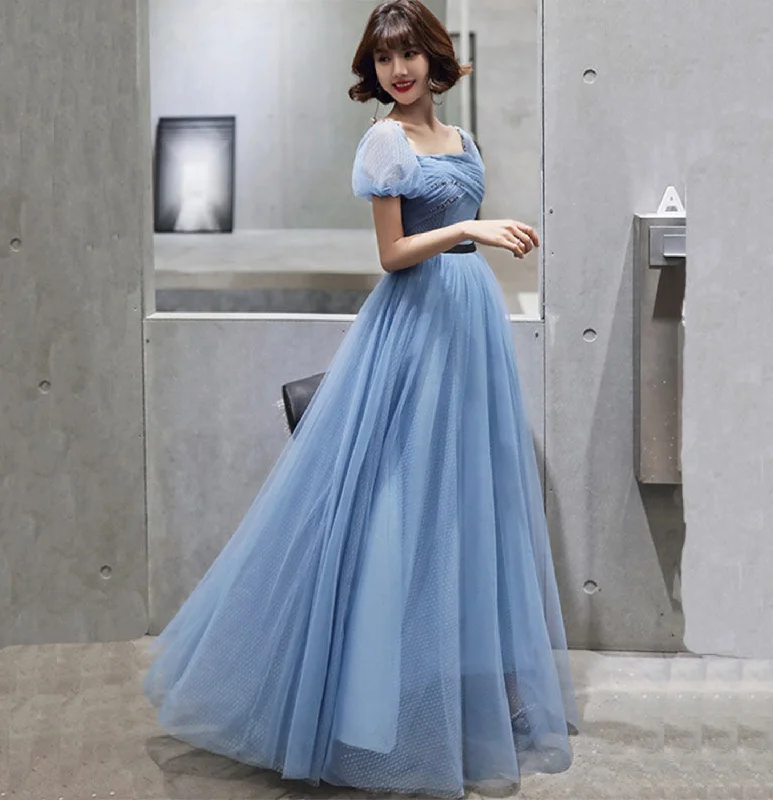 Eye-catching red prom dresses for impact-Blue tulle long prom dress blue evening dress 10054 Eye-catching red prom dresses for impact-Blue tulle long prom dress blue evening dress 10054