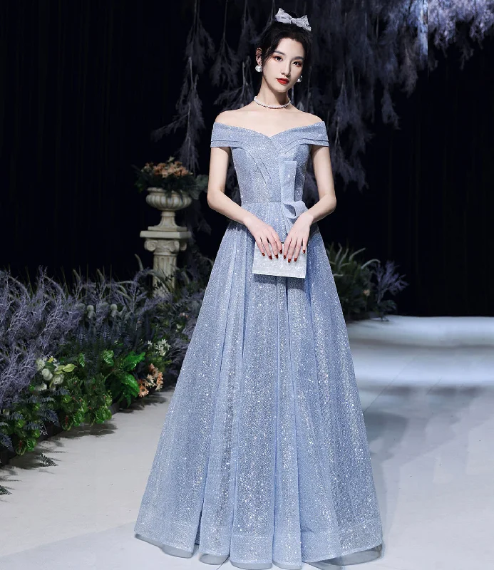 Long prom dresses for a dramatic finish-Blue tulle sequins long prom dress blue evening dress 10465 Long prom dresses for a dramatic finish-Blue tulle sequins long prom dress blue evening dress 10465
