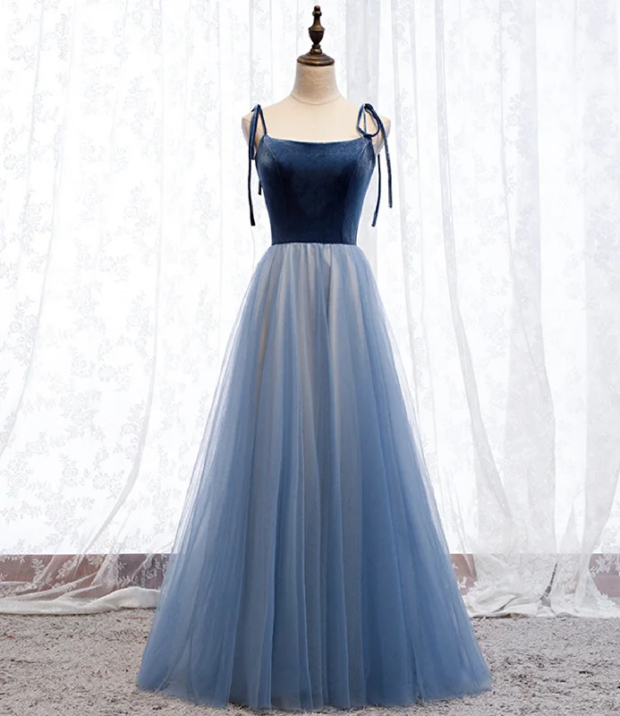 Prom dresses with patriotic colors-Blue velvet tulle long prom dress blue evening dress 8637 Prom dresses with patriotic colors-Blue velvet tulle long prom dress blue evening dress 8637