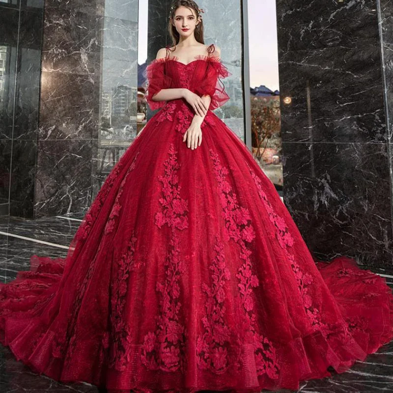 Lace prom dresses for a timeless style-Burgundy lace long A line ball gown dress formal dress 10099 Lace prom dresses for a timeless style-Burgundy lace long A line ball gown dress formal dress 10099