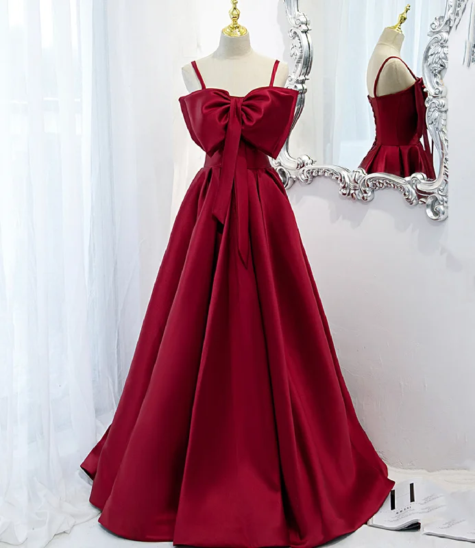Red carpet-worthy prom dresses for glamorous nights-Burgundy satin long A line prom dress evening dress 8825 Red carpet-worthy prom dresses for glamorous nights-Burgundy satin long A line prom dress evening dress 8825