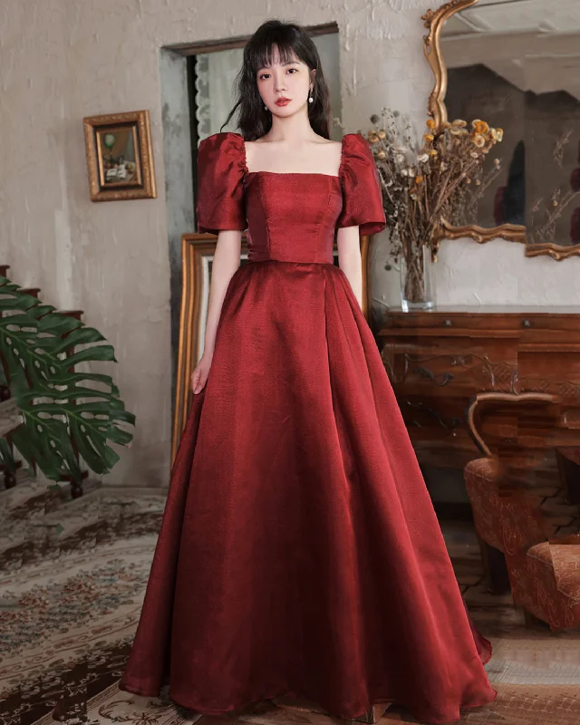 Mermaid style prom dresses for a bold look-Burgundy satin long A line prom dress homecoming dress 8916 Mermaid style prom dresses for a bold look-Burgundy satin long A line prom dress homecoming dress 8916