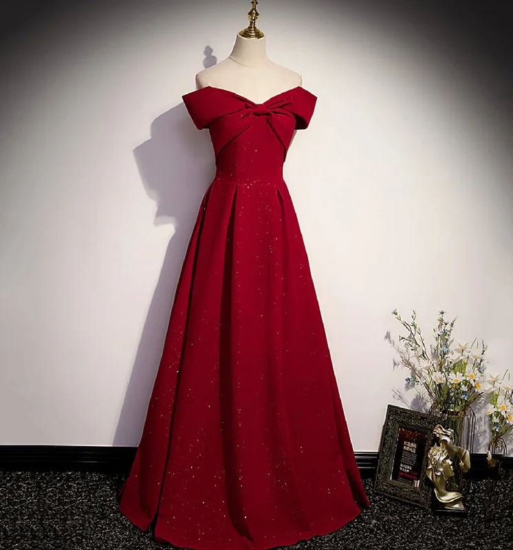 Stylish prom dresses with pleats-Burgundy satin long prom dress A line evening gown 10138 Stylish prom dresses with pleats-Burgundy satin long prom dress A line evening gown 10138