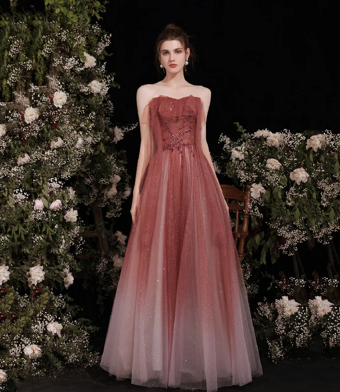 Dress for prom in elegant lace-Burgundy tulle long A line prom dress evening dress 8798 Dress for prom in elegant lace-Burgundy tulle long A line prom dress evening dress 8798