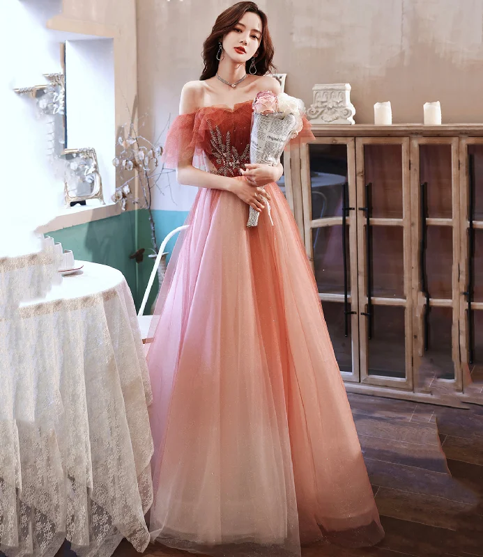 Sexy open-back prom dresses-Burgundy tulle long A line prom dress evening dress 8920 Sexy open-back prom dresses-Burgundy tulle long A line prom dress evening dress 8920