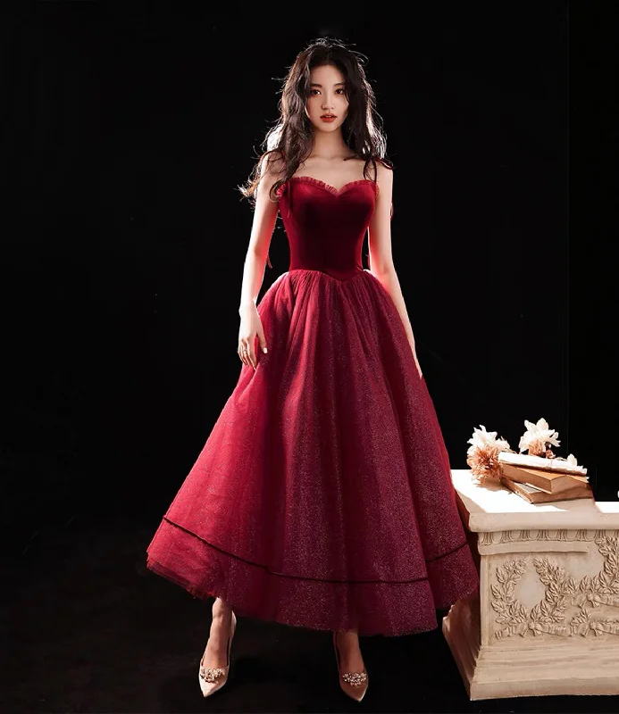 Romantic prom dresses for a sweet vibe-Burgundy tulle short A line prom dress party dress 8788 Romantic prom dresses for a sweet vibe-Burgundy tulle short A line prom dress party dress 8788