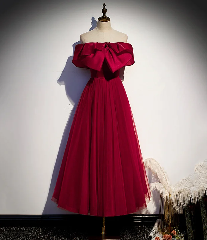 High fashion prom dresses for a chic look-Burgundy tulle short A line prom dress party dress 8838 High fashion prom dresses for a chic look-Burgundy tulle short A line prom dress party dress 8838
