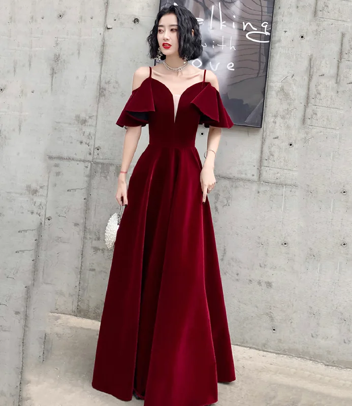How to choose prom dress-Burgundy velvet long prom dress A line evening dress 10371 How to choose prom dress-Burgundy velvet long prom dress A line evening dress 10371