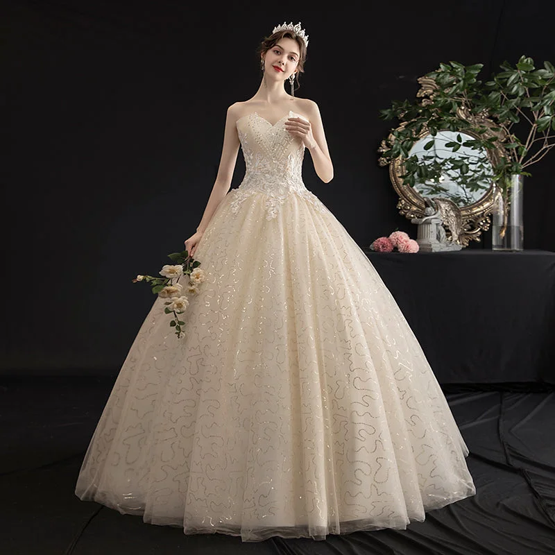 Gowns for prom with sequin details-Champagne tulle sequins long ball gown dress 10087 Gowns for prom with sequin details-Champagne tulle sequins long ball gown dress 10087