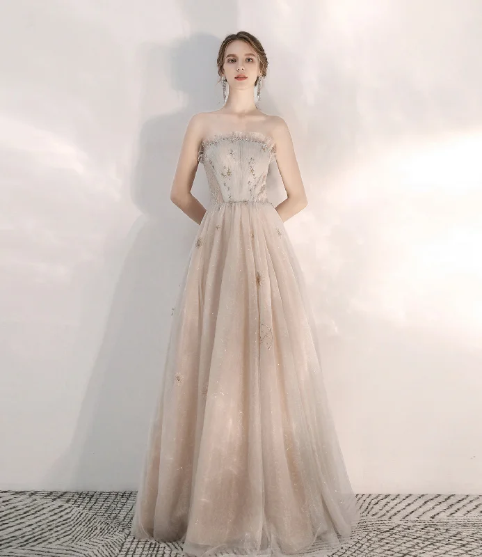Elegant princess-style prom gowns-Champagne tulle sequins long prom dress evening dress 10375 Elegant princess-style prom gowns-Champagne tulle sequins long prom dress evening dress 10375