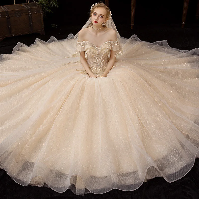 Sexy mermaid prom dresses for hourglass figures-Champagne tulle sequins long prom dress evening gown 10250 Sexy mermaid prom dresses for hourglass figures-Champagne tulle sequins long prom dress evening gown 10250
