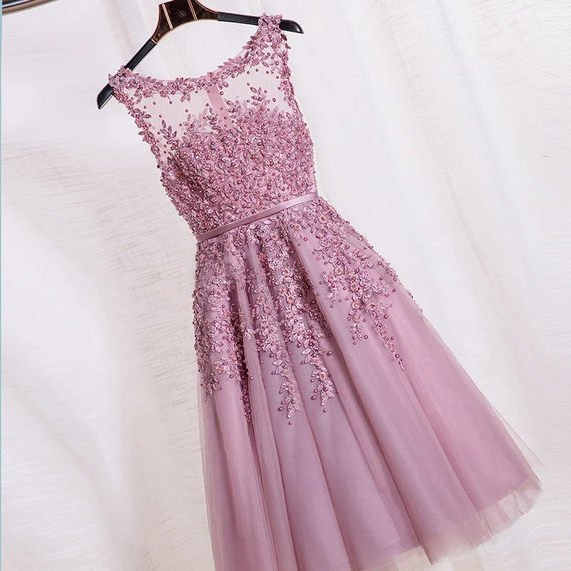 Prom dresses for spring-Charming A-line lace short prom dress,homecoming dres  7693