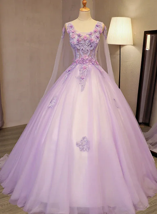 Sparkling sequin gowns for prom-Charming Lavender Tulle Flowers Long Prom Dress, Sweet 16 Gowns gh380 Sparkling sequin gowns for prom-Charming Lavender Tulle Flowers Long Prom Dress, Sweet 16 Gowns gh380