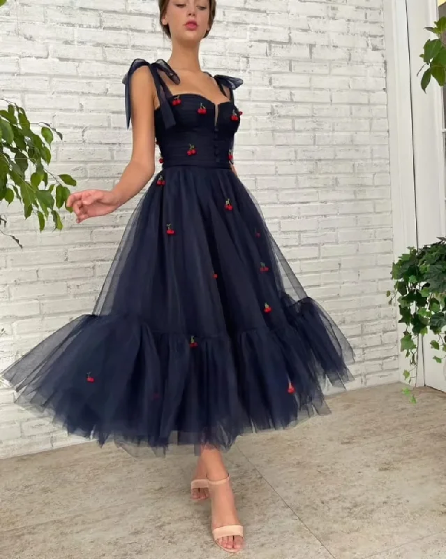 Elegant satin prom dresses for formal nights-Cherry Spaghetti Straps Dress Starry Mesh Dress Homecoming dress gh1831 Elegant satin prom dresses for formal nights-Cherry Spaghetti Straps Dress Starry Mesh Dress Homecoming dress gh1831