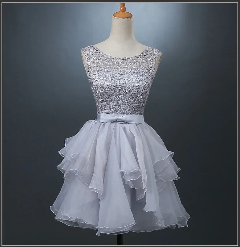 Prom dresses with sunglasses-Cute grey A-line lace short prom dress,homecoming dress,party dress 7613 Prom dresses with sunglasses-Cute grey A-line lace short prom dress,homecoming dress,party dress 7613