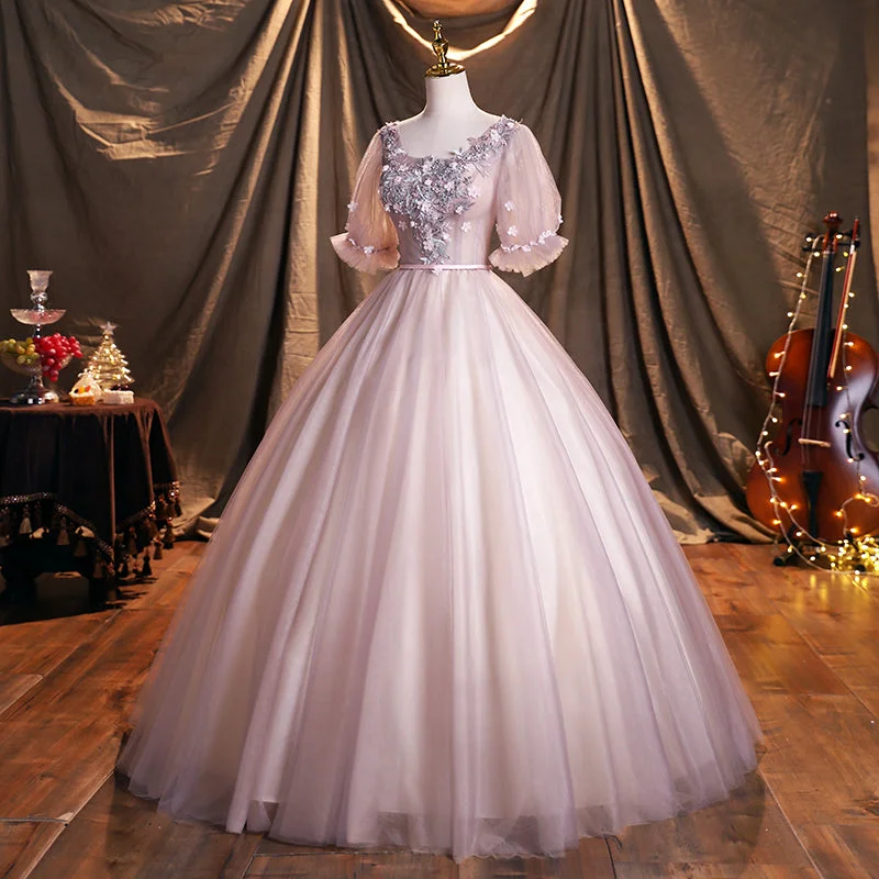 Vintage prom dresses for a classic look-Cute lace long ball gown dress formal dress  10254