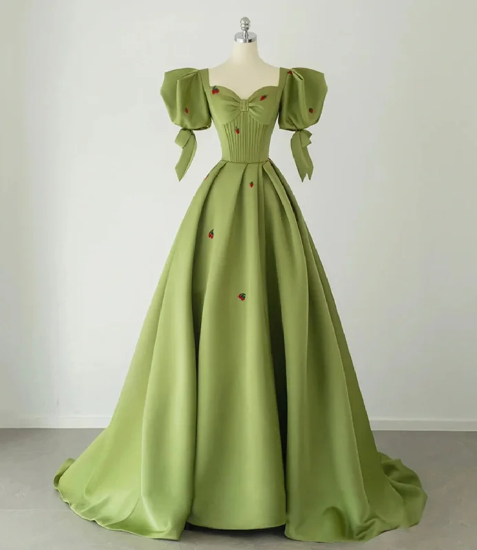 Prom dresses for plus-size women-Cute strawberry long prom dress green evening gown 10393 Prom dresses for plus-size women-Cute strawberry long prom dress green evening gown 10393