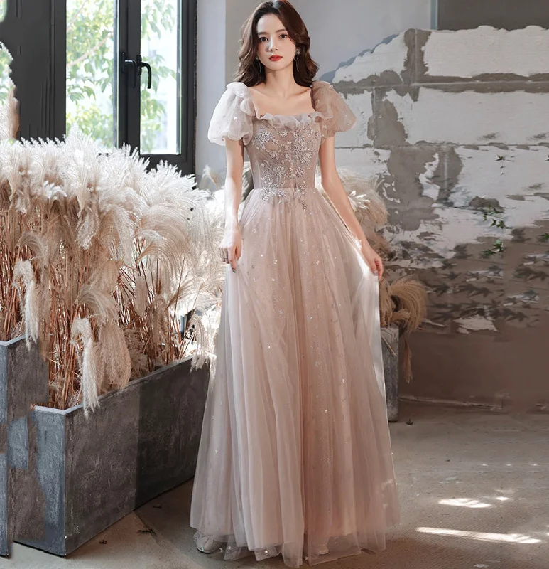 Blue prom dresses for a cool, classic look-Cute tulle lace long A line prom dress evening gown 10041 Blue prom dresses for a cool, classic look-Cute tulle lace long A line prom dress evening gown 10041
