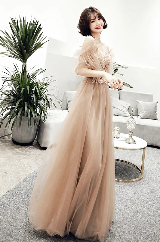 Vintage-inspired prom dresses for timeless appeal-Cute tulle lace long prom dress A line evening dress 10167 Vintage-inspired prom dresses for timeless appeal-Cute tulle lace long prom dress A line evening dress 10167