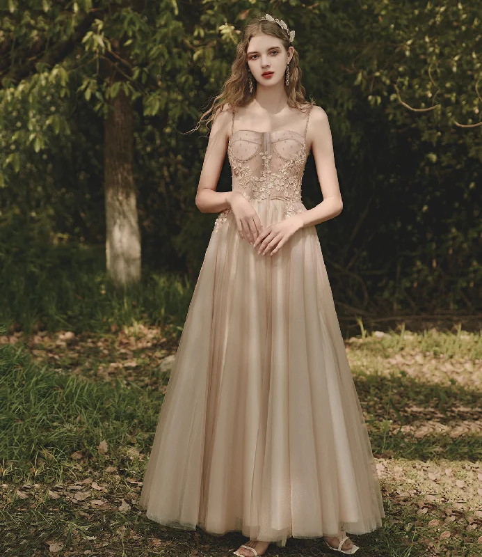Affordable prom gowns with intricate design-Cute tulle lace long prom dress A line evening dress 10398 Affordable prom gowns with intricate design-Cute tulle lace long prom dress A line evening dress 10398