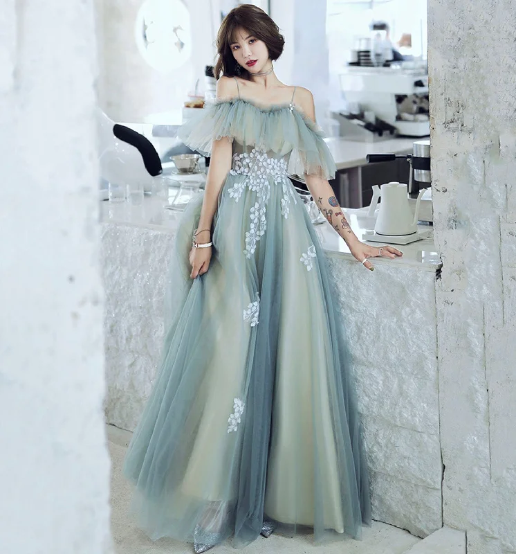 Prom dresses with sunglasses-Cute tulle lace long prom dress A line evening dress 8973 Prom dresses with sunglasses-Cute tulle lace long prom dress A line evening dress 8973