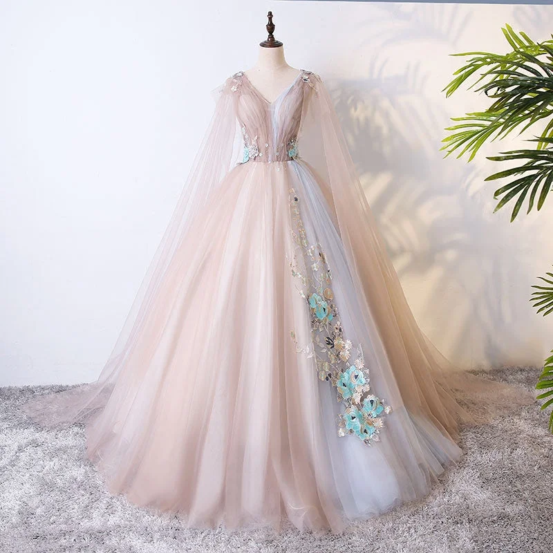 Prom dresses for winter sports-Cute tulle lace long prom dress A line formal dress 10637 Prom dresses for winter sports-Cute tulle lace long prom dress A line formal dress 10637