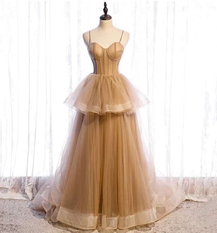 Chic prom dresses for every teen girl-Cute tulle long A line prom dress A line evening gown  10010