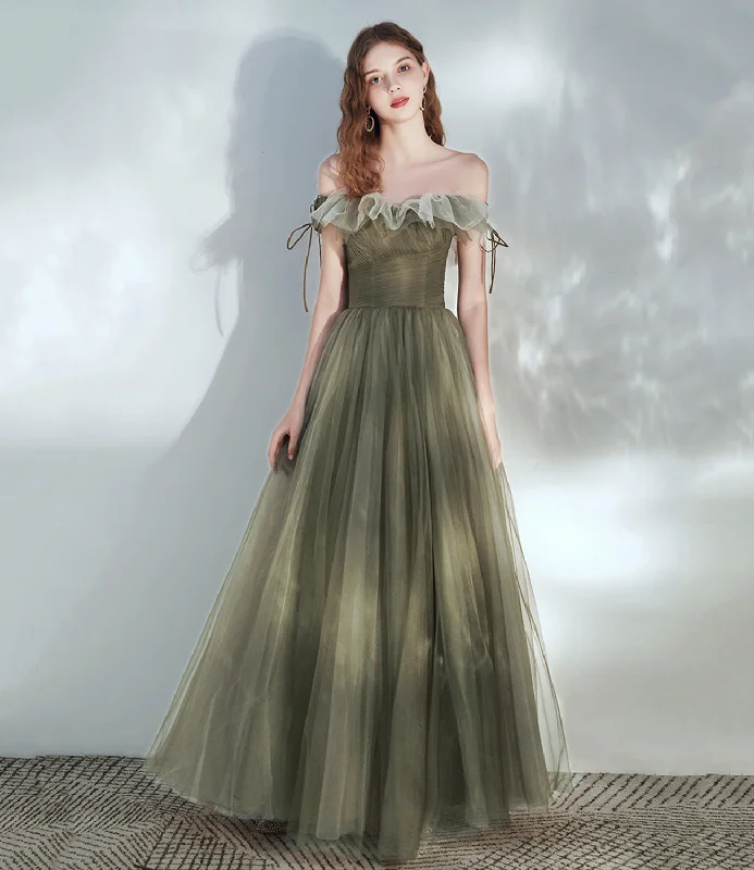 Prom dresses for Halloween-Cute tulle long A line prom dress evening dress  8632