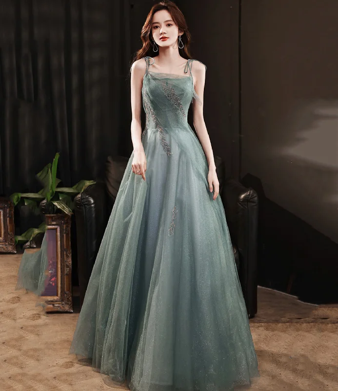 Elegant lace-back prom dresses-Cute tulle long A line prom dress evening dress 8781 Elegant lace-back prom dresses-Cute tulle long A line prom dress evening dress 8781