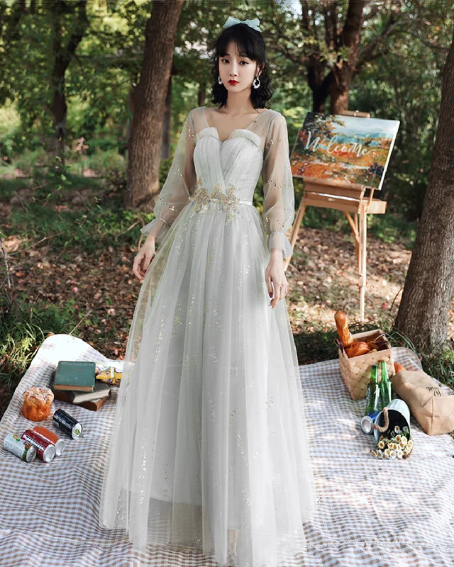 High-low prom dresses for a modern twist-Cute tulle long A line prom dress evening dress 8867 High-low prom dresses for a modern twist-Cute tulle long A line prom dress evening dress 8867