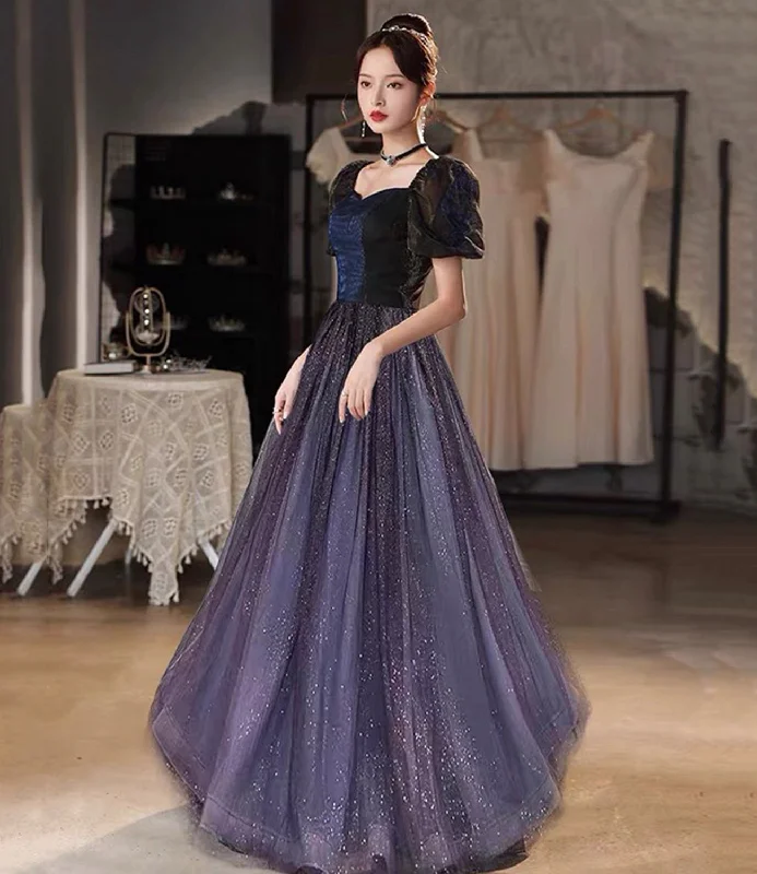 Prom dresses with floral lace designs-Cute tulle long A line prom dress evening gown 10096 Prom dresses with floral lace designs-Cute tulle long A line prom dress evening gown 10096