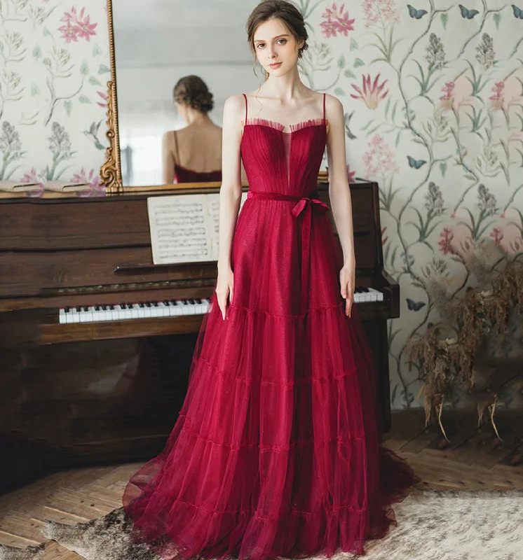 Prom dresses with end-of-summer vibes-Cute tulle long A line prom dress evening gown 8947 Prom dresses with end-of-summer vibes-Cute tulle long A line prom dress evening gown 8947