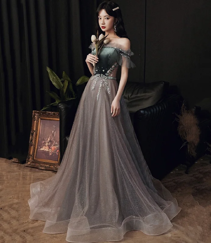 Prom dresses with leather jacket-Cute tulle long prom dress A line evening dress 10345 Prom dresses with leather jacket-Cute tulle long prom dress A line evening dress 10345