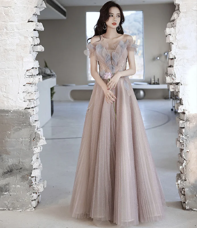 Dazzling prom dresses with rhinestone details-Cute tulle long prom dress A line evening dress 10426 Dazzling prom dresses with rhinestone details-Cute tulle long prom dress A line evening dress 10426