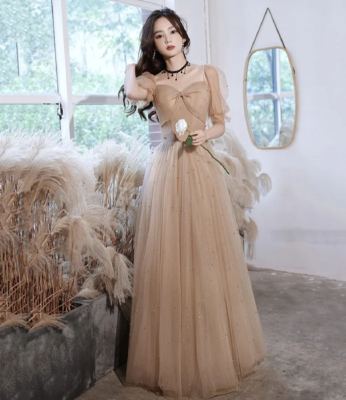 Simple but elegant prom gowns-Cute tulle long prom dress A line evening dress 10430 Simple but elegant prom gowns-Cute tulle long prom dress A line evening dress 10430