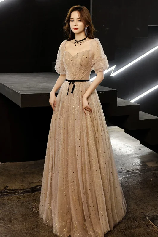 Ruffled prom dresses for extra flair-Cute tulle long prom dress A line evening gown 10177 Ruffled prom dresses for extra flair-Cute tulle long prom dress A line evening gown 10177